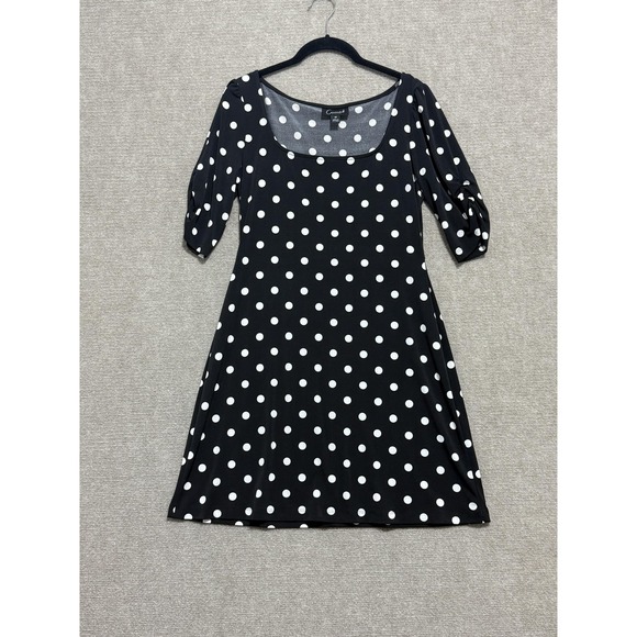 Connected Apparel Dress Womens 4P Black White Polka Dot A-Line Knit Half Sleeve - Picture 1 of 6